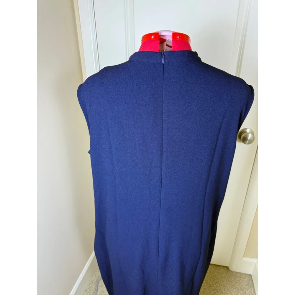 Women's London Times Woman Navy Sleeveless Mock Neck Dress Plus Size 16W - Picture 6 of 11